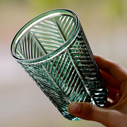 Feather Design Hand Cut Edo Kiriko Highball Glass Tumbler