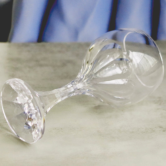 JP-096-4 Hand Cut To Clear Crystal Wine Glass Goblet For Water Beverages Glassware With Hand Carved 9 Petals Design