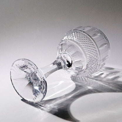 JP-092-3 Hand Cut  Lead Free Crystal Glass Wine Goblet Water Beverages Stem Glass With Hand Carved diamond, almond, filet, cord and pearl cuts