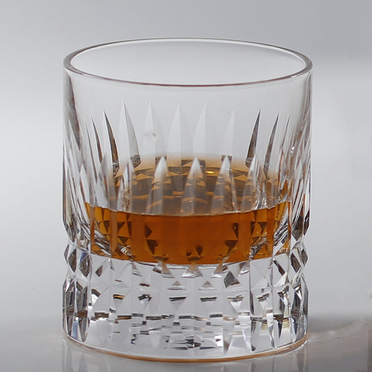 JP-071  Handcrafts Heavy Edo Kiriko Clear Crystal Whisky Glass Tumbler With Hand Cutting Royale Design