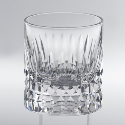 JP-071  Handcrafts Heavy Edo Kiriko Clear Crystal Whisky Glass Tumbler With Hand Cutting Royale Design