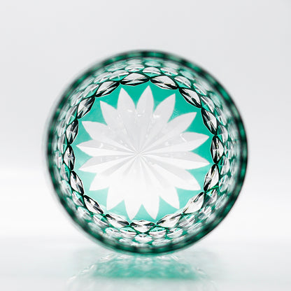 Emerald Green Overlay Hand‑Cut Lead‑Free Glass Tumbler