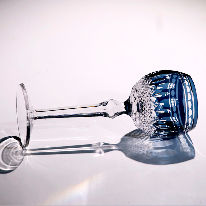 Multi-Color Cut-to-Clear Stemmed Wine Goblets