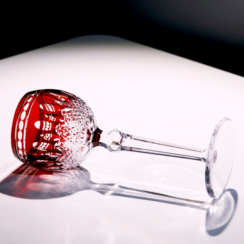Multi-Color Cut-to-Clear Stemmed Wine Goblets
