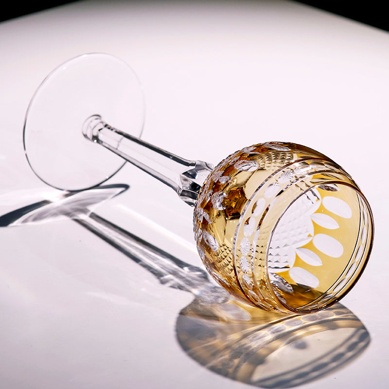 Multi-Color Cut-to-Clear Stemmed Wine Goblets