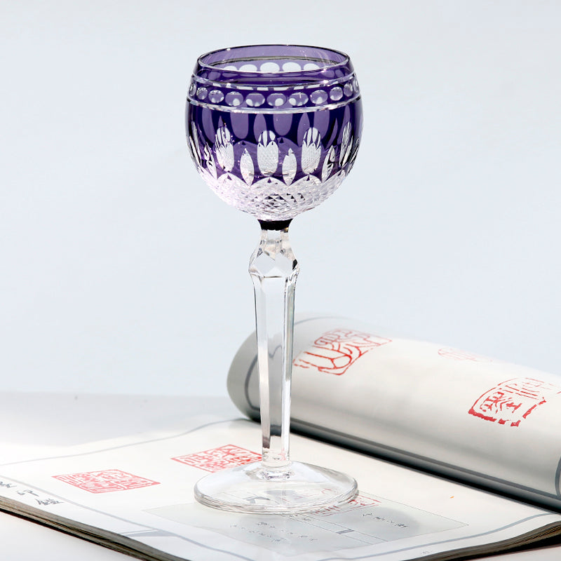 Multi-Color Cut-to-Clear Stemmed Wine Goblets