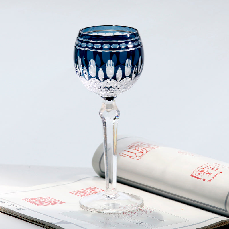 Multi-Color Cut-to-Clear Stemmed Wine Goblets