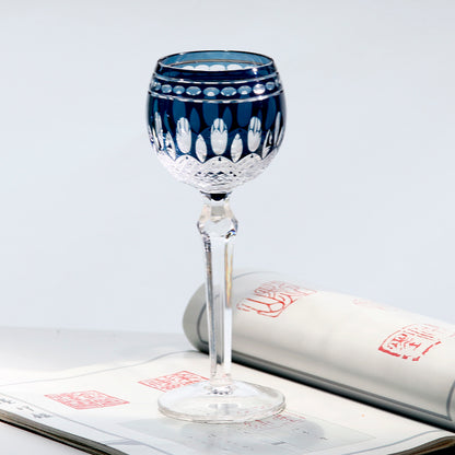 Multi-Color Cut-to-Clear Stemmed Wine Goblets