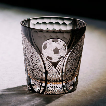 Side angle of Football Crystal Whiskey Glass | Premium Sports Whiskey Tumbler - JINZHI GLASS crystal glassware