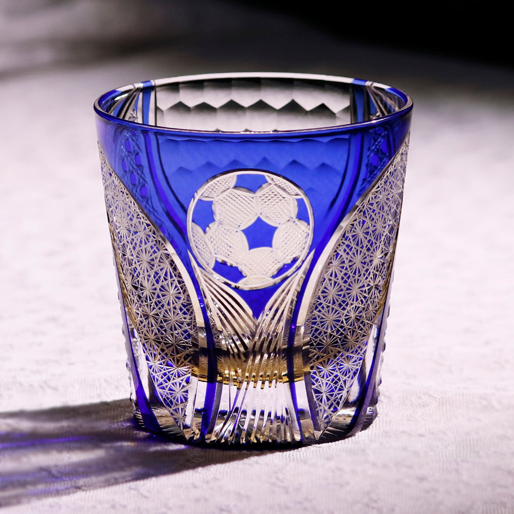 Top view of Football Crystal Whiskey Glass | Premium Sports Whiskey Tumbler - JINZHI GLASS crystal glassware