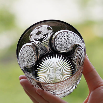 Football Crystal Whiskey Glass | Premium Sports Whiskey Tumbler 320ml