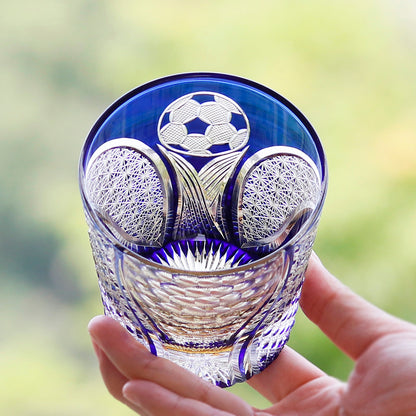 Football Crystal Whiskey Glass | Premium Sports Whiskey Tumbler 320ml