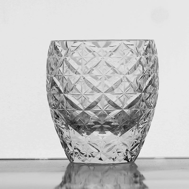 JP-086 250 ml  Hand Carved Asterism Whiskey glass Tumbler K9 Crystal Glass Edo Kiriko Star Circle Mesh Cocktail Glass Barrel-like Appreance