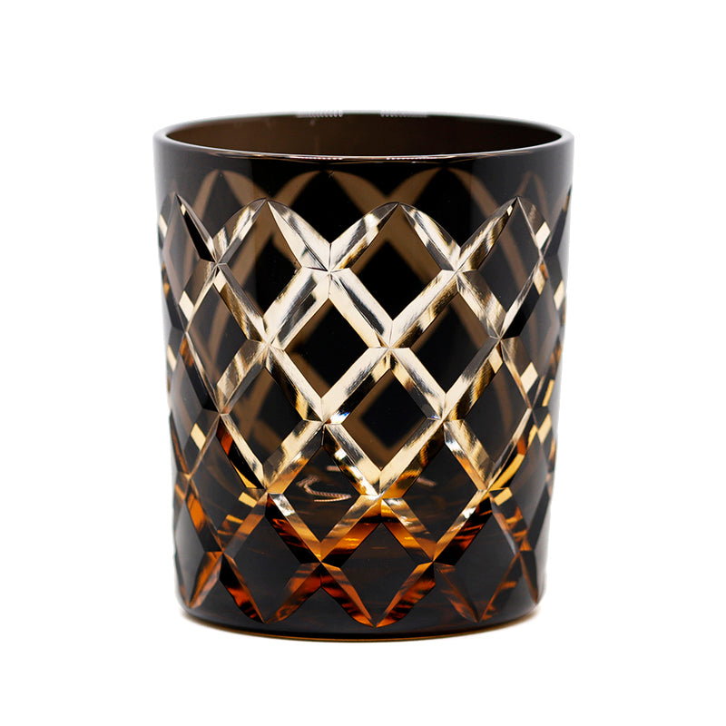 Hand Cut Colored Overlay Lead-Free Crystal Whiskey Tumbler