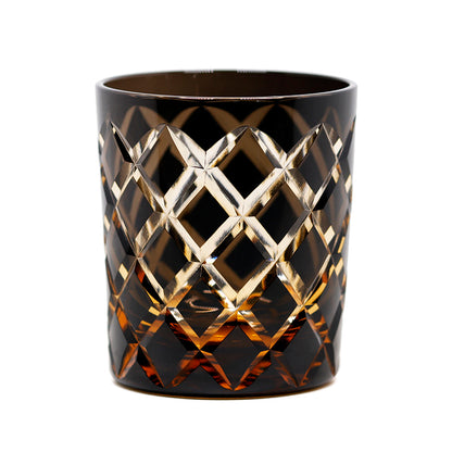 Hand Cut Colored Overlay Lead-Free Crystal Whiskey Tumbler