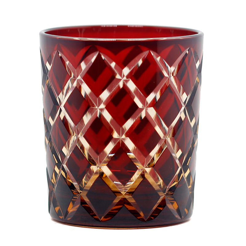 Hand Cut Colored Overlay Lead-Free Crystal Whiskey Tumbler