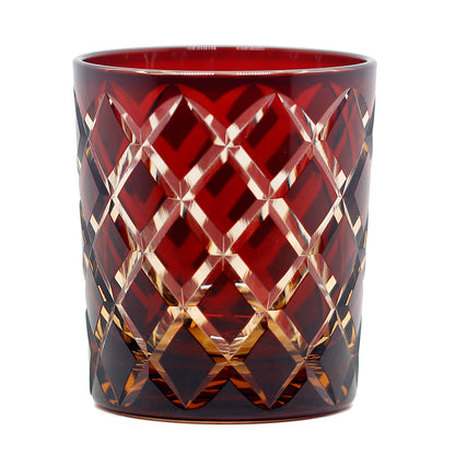 Hand Cut Colored Overlay Lead-Free Crystal Whiskey Tumbler