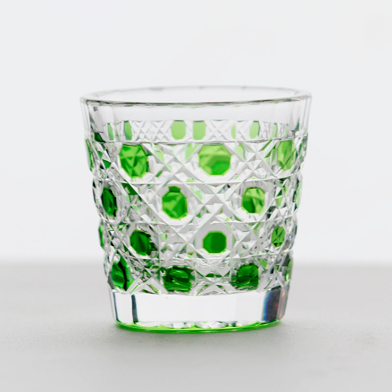 Polka Dot Diamond Grid Edo Kiriko Shot Glass
