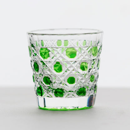 Polka Dot Diamond Grid Edo Kiriko Shot Glass
