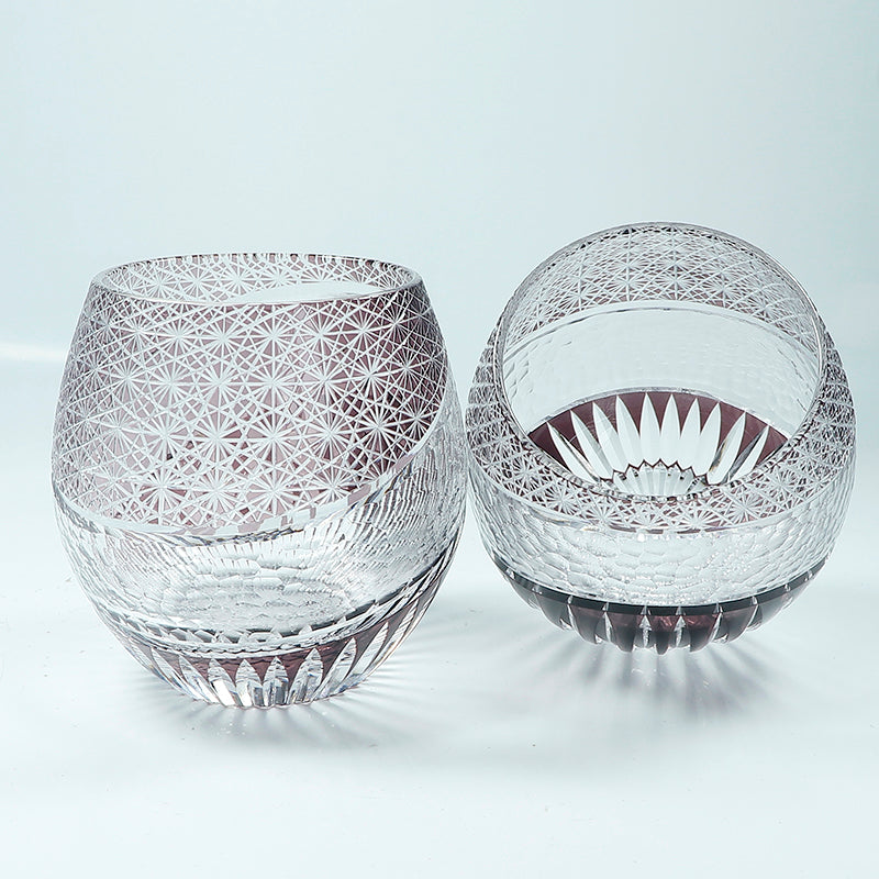JP-105 330ml 11.5oz Purple Egg Shaped Japanese edo kiriko hand engrave whiskey glass tumbler with gift box free shipping