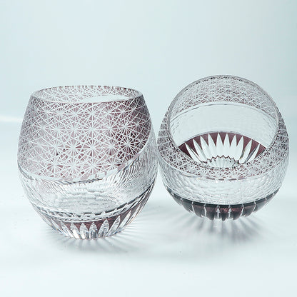 JP-105 330ml 11.5oz Purple Egg Shaped Japanese edo kiriko hand engrave whiskey glass tumbler with gift box free shipping
