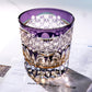 JP-106 32 cl Handcrafts Japanese Style Purple Amber Crystal Glass Whiskey Tumbler Edo Kiriko's Chrysanthemum Mesh And Globular Design With Gift Box