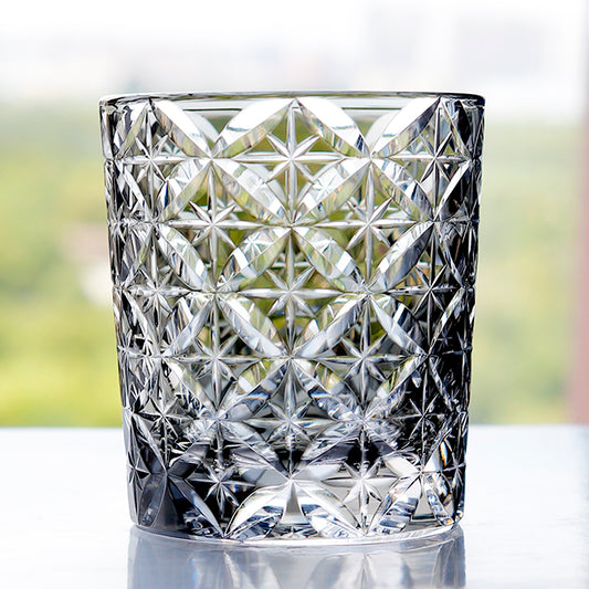 JP-051  250ml Small Japanese Style Edo Kiriko Handcrafted Grey Shippo Whisky Glass With Gift Box