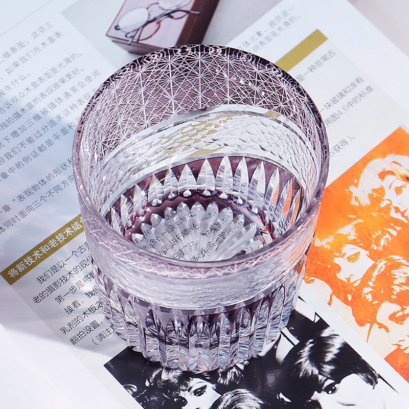 JP-104 240ml 8.5oz Purple Japanese edo kiriko hand engrave whiskey glass tumbler with gift box free shipping