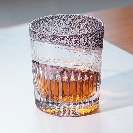 JP-104 240ml 8.5oz Purple Japanese edo kiriko hand engrave whiskey glass tumbler with gift box free shipping