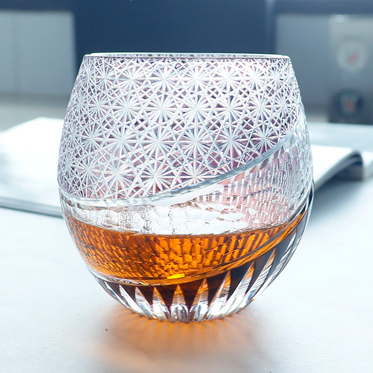JP-105 330ml 11.5oz Purple Egg Shaped Japanese edo kiriko hand engrave whiskey glass tumbler with gift box free shipping