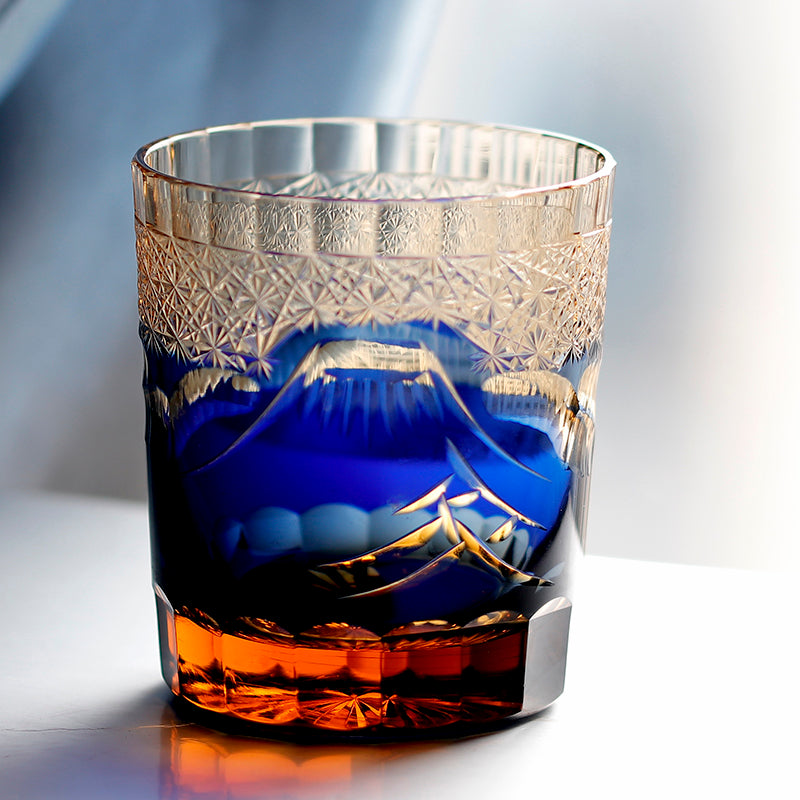 Edo Kiriko Facet Cut Mount Fuji Whiskey Tumbler