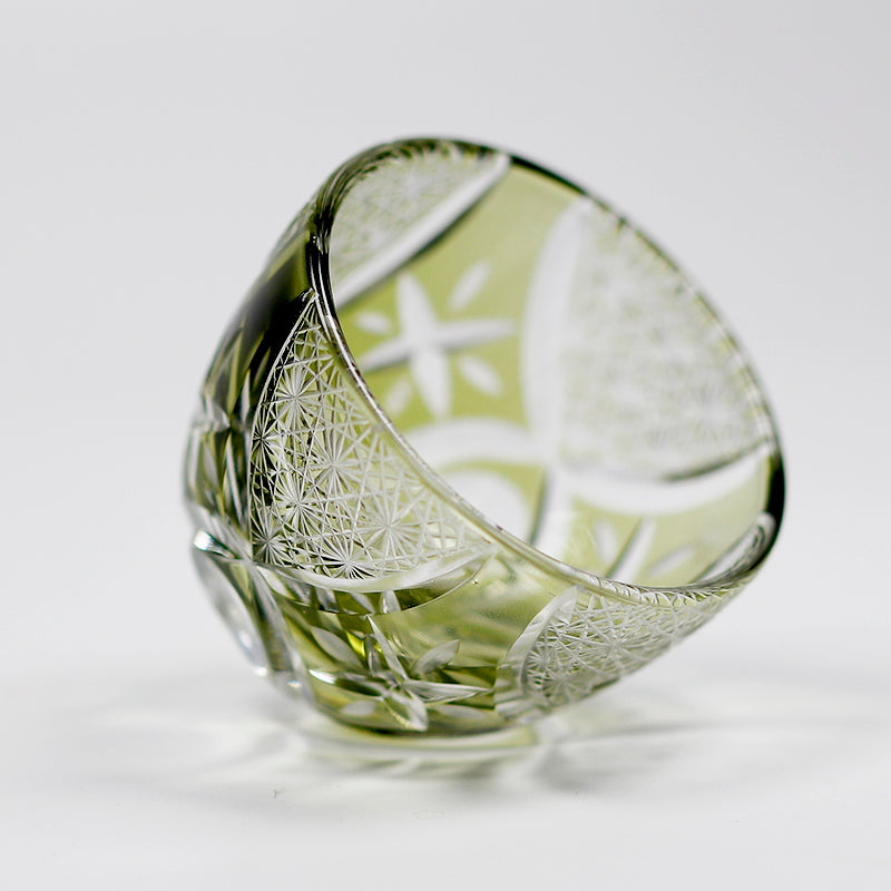 Flower Edo Kiriko Sake Glass Lead-Free Cut-to-Clear