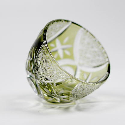 Flower Edo Kiriko Sake Glass Lead-Free Cut-to-Clear