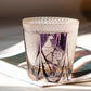 JP-108 320ml Handcrafts Japanese Style Purple Whiskey Glass Edo Kiriko‘s Peacock And Chrysanthemum Mesh Design