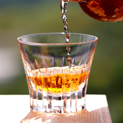 Clear Hand‑Cut Lead‑Free Glass Tumbler Edo‑Kiriko Conical Old Fashioned Whiskey Glass
