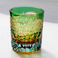 JP-054 240ml New 3kinds color Transparent Green and Amber Cased Crystal Glass Whiskey Tumblers with Hand Carved Chrysanthemum Mesh and globular cuts Design