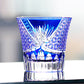 JP-017 220ml  Flared Shaped Hand Cut To Clear Table Tumbler Dark Blue Color Cased Glass Whiskey Tumblers Blue Edo Kiriko Cocktail glass
