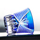 JP-017 220ml  Flared Shaped Hand Cut To Clear Table Tumbler Dark Blue Color Cased Glass Whiskey Tumblers Blue Edo Kiriko Cocktail glass