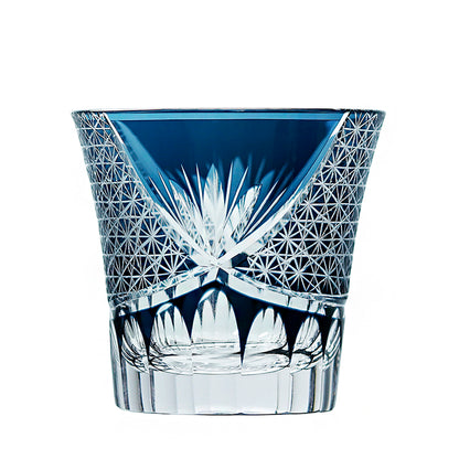Japanese Style Edo Kiriko Whiskey Glass Ink Blue 8oz