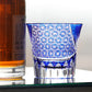 JP-017 220ml  Flared Shaped Hand Cut To Clear Table Tumbler Dark Blue Color Cased Glass Whiskey Tumblers Blue Edo Kiriko Cocktail glass