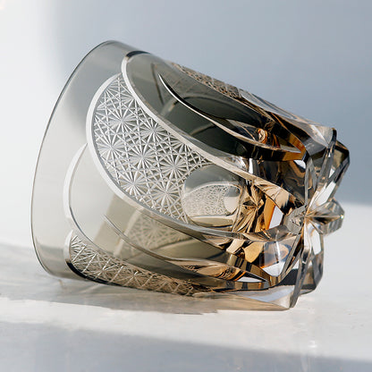 Overlay Petal‑Shaped Hand‑Cut Lead‑Free Tumbler Edo‑Kiriko Whiskey Glass