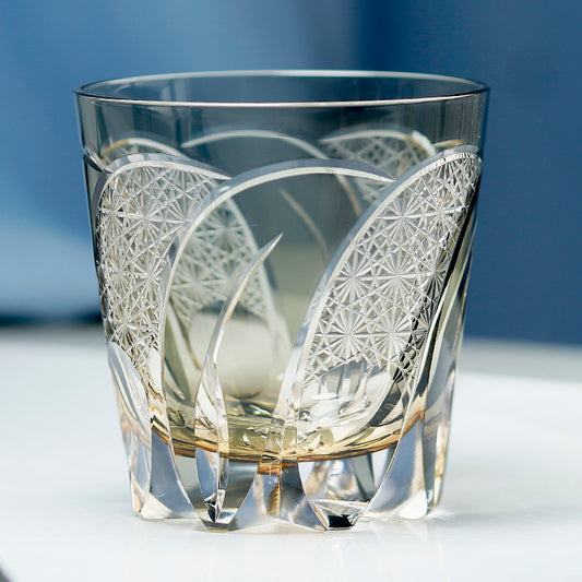 JP-114 32 cl Handcrafts Japanese Style Edo Kiriko's Moonbow Whisky Glass Tumbler Grey Multilayer Colored With Gift Box