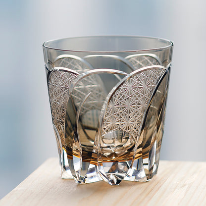 Overlay Petal‑Shaped Hand‑Cut Lead‑Free Tumbler Edo‑Kiriko Whiskey Glass