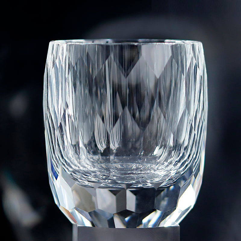 JP-089  200ml Handcrafts Heavy Base Curved K9 Crystal Glass Cocktail Rocks Whiskey Tumbler In Gift Box