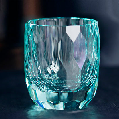 JP-089 200ml Edo Kiriko's Light Green K9 Crystal Glass Whiskey Tumbler Thick Bottom With Gift Box