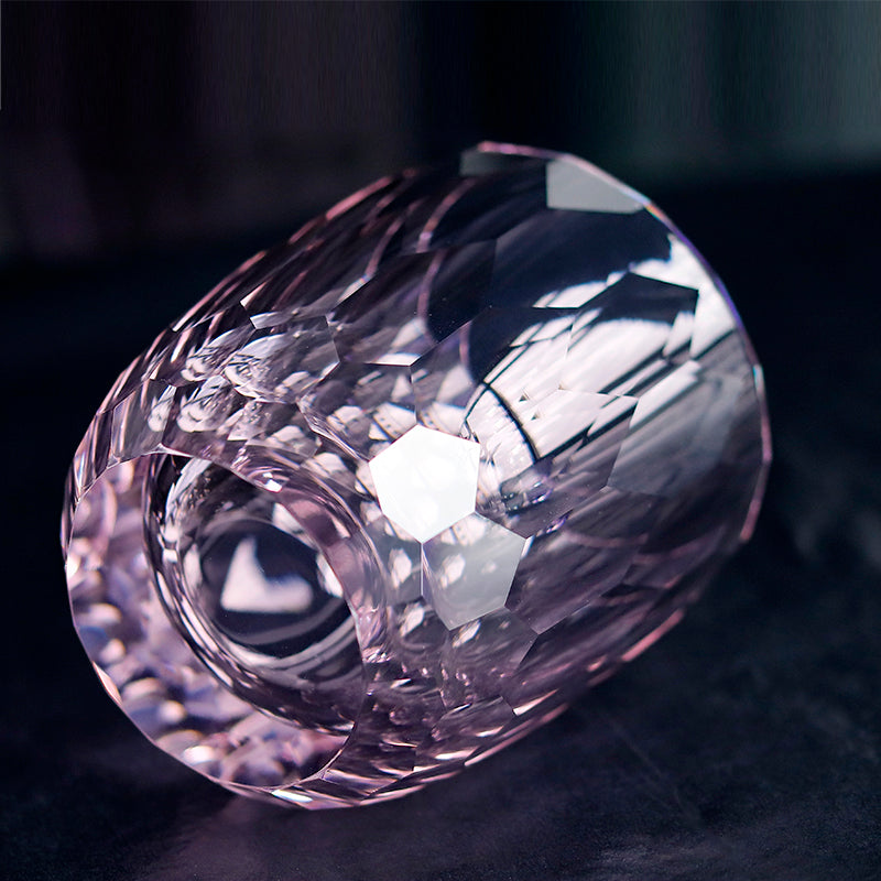 JP-089  200ml Hand Engraved And Pink Bohemian Crystal Tumbler For Iced Drinking Rocks Whiskey Cocktail