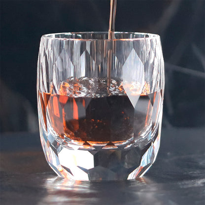 JP-089  200ml Handcrafts Heavy Base Curved K9 Crystal Glass Cocktail Rocks Whiskey Tumbler In Gift Box