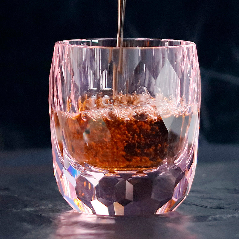 JP-089  200ml Hand Engraved And Pink Bohemian Crystal Tumbler For Iced Drinking Rocks Whiskey Cocktail