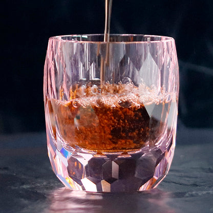 JP-089  200ml Hand Engraved And Pink Bohemian Crystal Tumbler For Iced Drinking Rocks Whiskey Cocktail