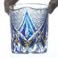 JP-119 240ml Handcrafted Edo Kiriko Whiskey Glasses Blue Clear Amber Hand Cutting Geometric And Chrysanthemum Mesh Patterns In Gift Box